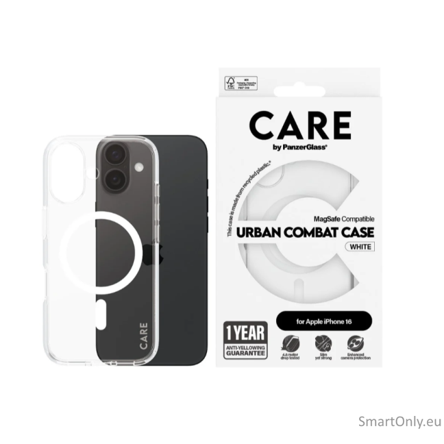 CARE by PanzerGlass Case Flagship White MagSafe iPhone 16 | CARE 2 CARE by PanzerGlass Case Flagship White MagSafe iPhone 16 | CARE 2