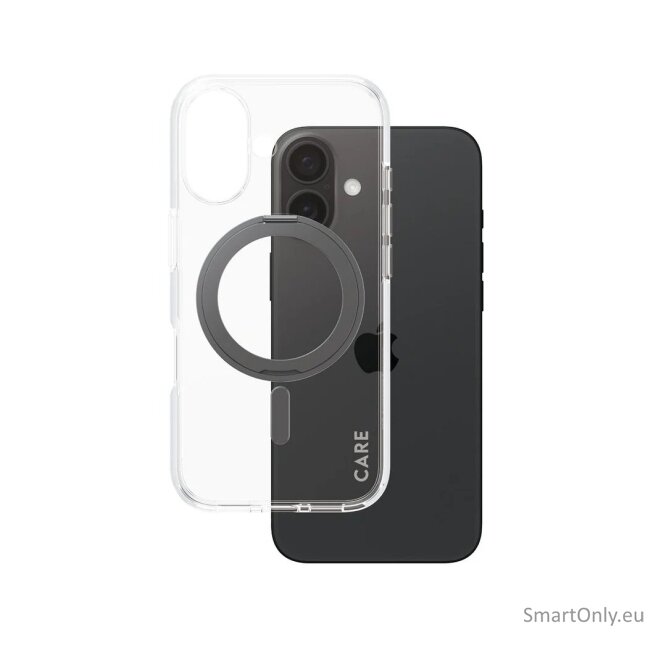 CARE by PanzerGlass Feature Case Transparent w. Black Kickstand & MagSafe iPhone 16 | CARE CARE by PanzerGlass Feature Case Transparent w. Black Kickstand & MagSafe iPhone 16 | CARE