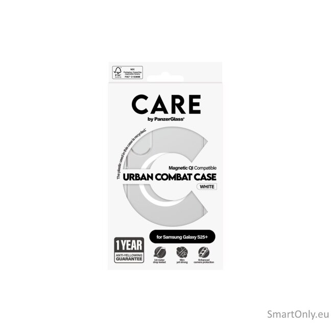 CARE by PanzerGlass Flagship Case Transparent Urban Combat w. White Qi Compatible Samsung Galaxy S25 | CARE 8 CARE by PanzerGlass Flagship Case Transparent Urban Combat w. White Qi Compatible Samsung Galaxy S25 | CARE 8