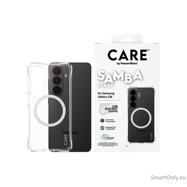 CARE by PanzerGlass Samba Case Transparent w. White Qi Samsung New Galaxy S26 | PanzerGlass