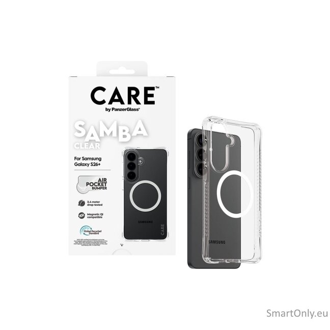 CARE by PanzerGlass Samba Case Transparent w. White Qi Samsung New Galaxy S26 Plus | PanzerGlass 4 CARE by PanzerGlass Samba Case Transparent w. White Qi Samsung New Galaxy S26 Plus | PanzerGlass 4