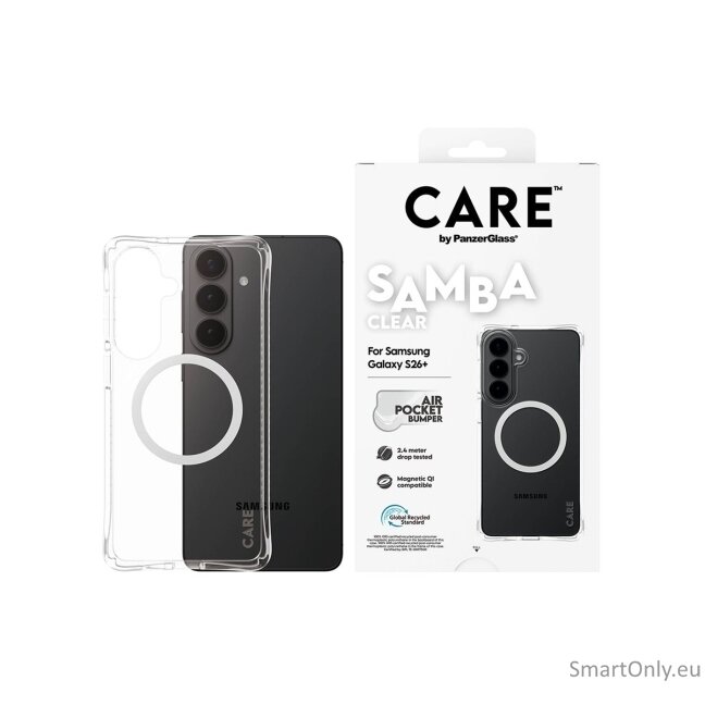 CARE by PanzerGlass Samba Case Transparent w. White Qi Samsung New Galaxy S26 Plus | PanzerGlass