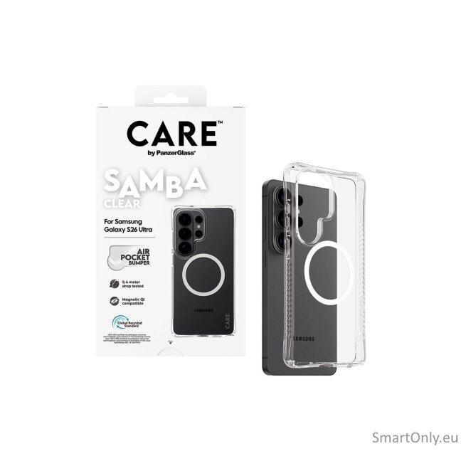 CARE by PanzerGlass Samba Case Transparent w. White Qi Samsung New Galaxy S26 Ultra | PanzerGlass 3