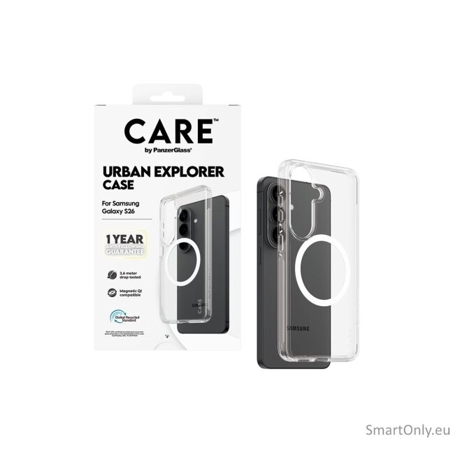 CARE by PanzerGlass Urban Explorer Case Transparent w. White Qi Samsung New Galaxy S26 | PanzerGlass 3