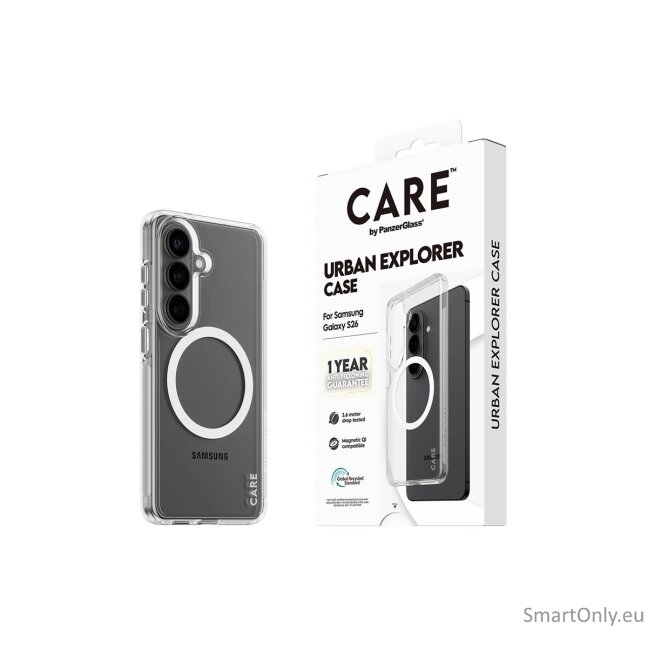 CARE by PanzerGlass Urban Explorer Case Transparent w. White Qi Samsung New Galaxy S26 | PanzerGlass 4 CARE by PanzerGlass Urban Explorer Case Transparent w. White Qi Samsung New Galaxy S26 | PanzerGlass 4
