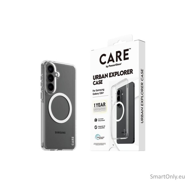 CARE by PanzerGlass Urban Explorer Case Transparent w. White Qi Samsung New Galaxy S26 Plus | PanzerGlass 3
