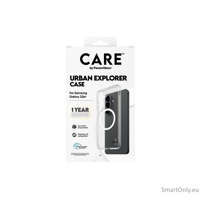 CARE by PanzerGlass Urban Explorer Case Transparent w. White Qi Samsung New Galaxy S26 Plus | PanzerGlass 5