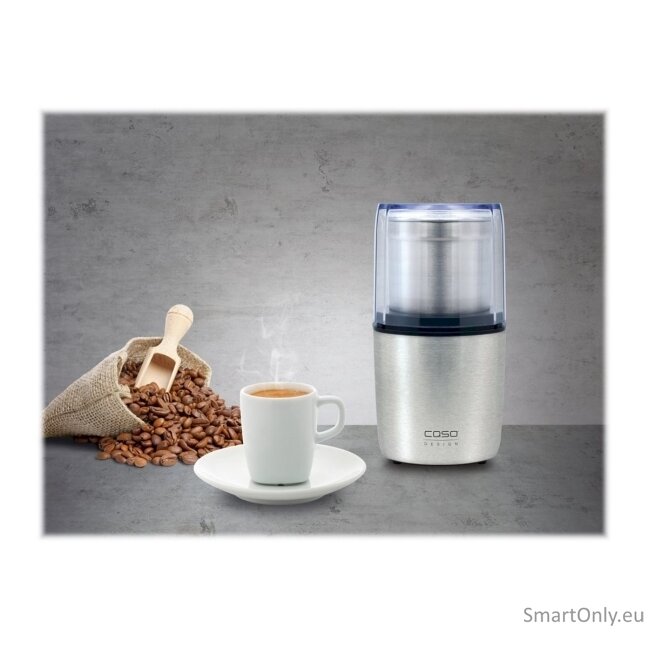 Caso | Electric coffee grinder | 1830 | 200 W W | Lid safety switch | Number of cups 8 pc(s) | Stainless steel 7 Caso | Electric coffee grinder | 1830 | 200 W W | Lid safety switch | Number of cups 8 pc(s) | Stainless steel 7