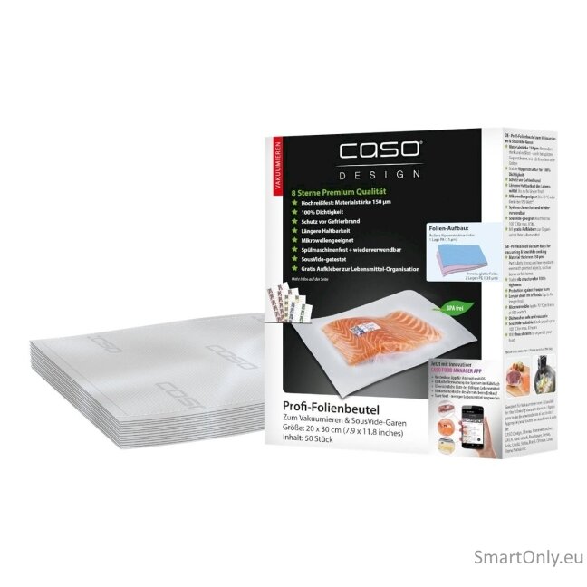 Caso Foil Bags 01219 50 units Dimensions (W x L) 20 x 30 cm Ribbed 3 Caso Foil Bags 01219 50 units Dimensions (W x L) 20 x 30 cm Ribbed 3