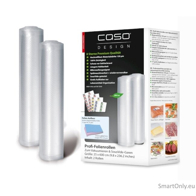 Caso | Foil Roll | 01225 | 2 | Dimensions (W x L) 25x600 cm | Transparent