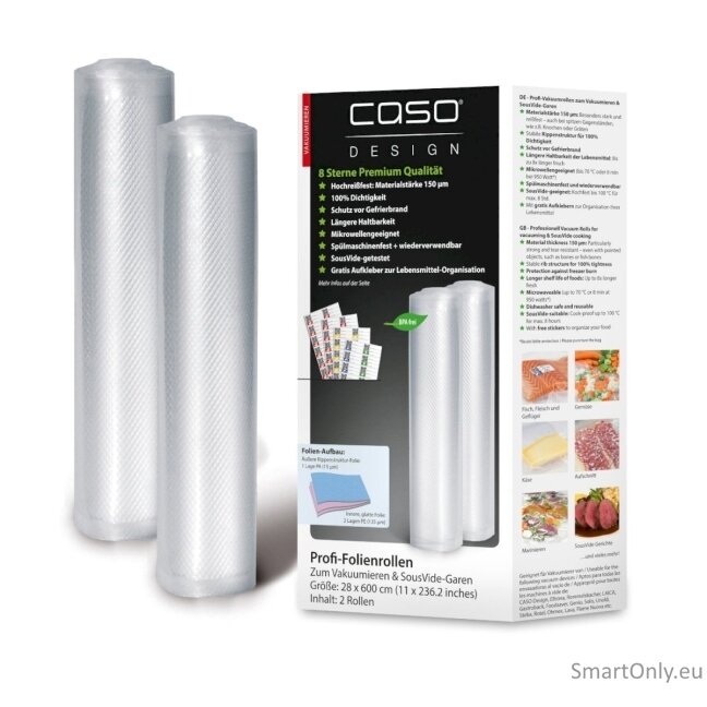 Caso Foil rolls 01223 2 units Dimensions (W x L) 28 x 600 cm Ribbed 4 Caso Foil rolls 01223 2 units Dimensions (W x L) 28 x 600 cm Ribbed 4