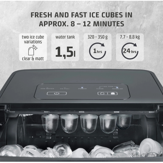 Caso Ice Cube Maker | Clear Ice Advanced | Power 130 W | Capacity 1.5 L | Matt Black 2 Caso Ice Cube Maker | Clear Ice Advanced | Power 130 W | Capacity 1.5 L | Matt Black 2