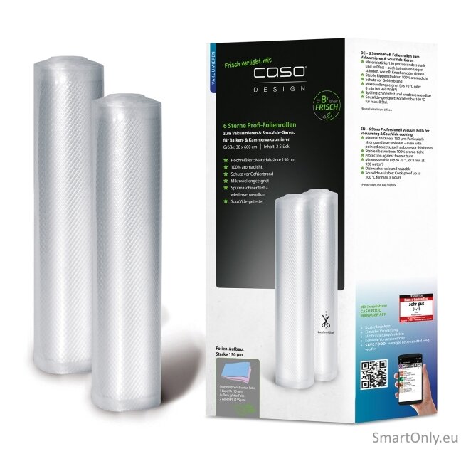 Caso | Vacuum Rolls | 01248 | 2 pcs | Dimensions (W x L) 30 x 600 cm | Transparent Caso | Vacuum Rolls | 01248 | 2 pcs | Dimensions (W x L) 30 x 600 cm | Transparent