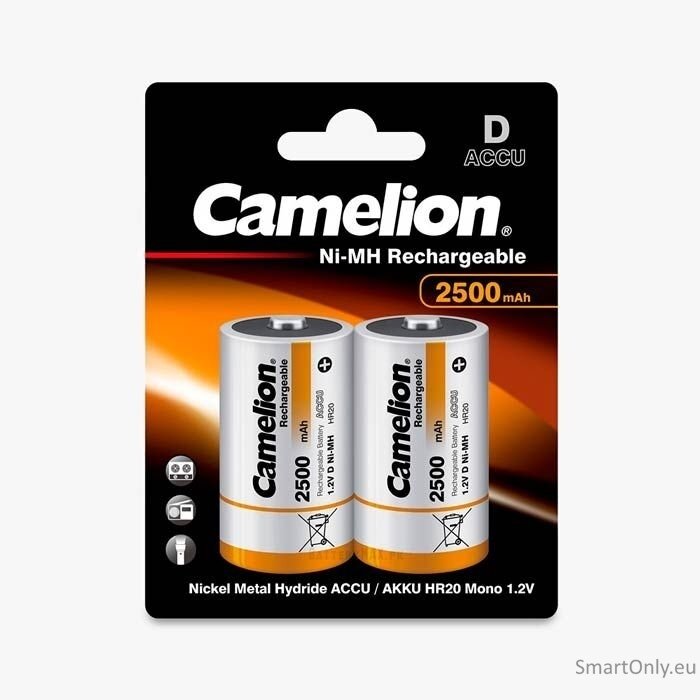 Camelion HR20 D 2500mAh įkraunamos baterijos, 2 vnt. Camelion HR20 D 2500mAh įkraunamos baterijos, 2 vnt.
