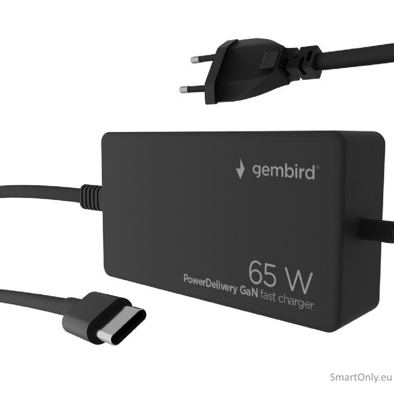Cablexpert 65 W PowerDelivery GaN USB Type-C Fast Charger | NPA-AC-PDQC65-01 1 Cablexpert 65 W PowerDelivery GaN USB Type-C Fast Charger | NPA-AC-PDQC65-01 1