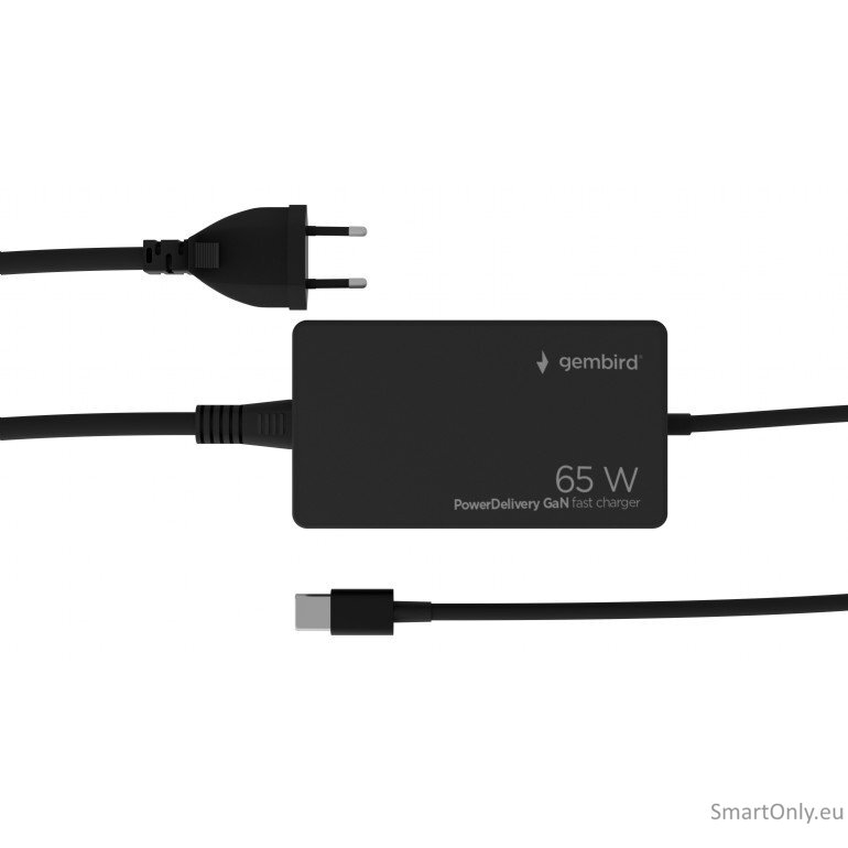 Cablexpert 65 W PowerDelivery GaN USB Type-C Fast Charger | NPA-AC-PDQC65-01 Cablexpert 65 W PowerDelivery GaN USB Type-C Fast Charger | NPA-AC-PDQC65-01