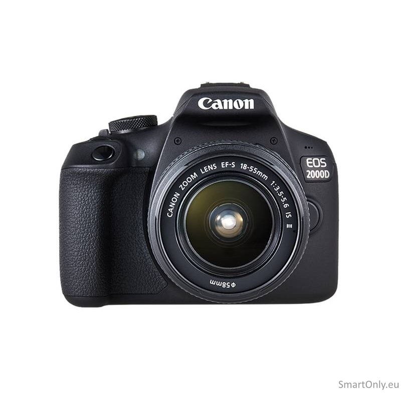 Canon | EOS | 2000D 18-55 IS II EU26 | SLR Camera Kit | Megapixel 24.1 MP | Image stabilizer | ISO sensitivity (max) 12800 | Display diagonal 3.0 " | Wi-Fi | Video recording | APS-C | Black Canon | EOS | 2000D 18-55 IS II EU26 | SLR Camera Kit | Megapixel 24.1 MP | Image stabilizer | ISO sensitivity (max) 12800 | Display diagonal 3.0 " | Wi-Fi | Video recording | APS-C | Black