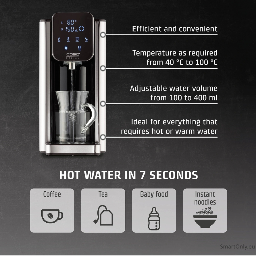 Caso HW 666 Inox | Turbo Hot Water Dispenser | Electric | 2200-2600 W | 2.7 L | Plastic/Stainless Steel | Stainless steel/Black 2