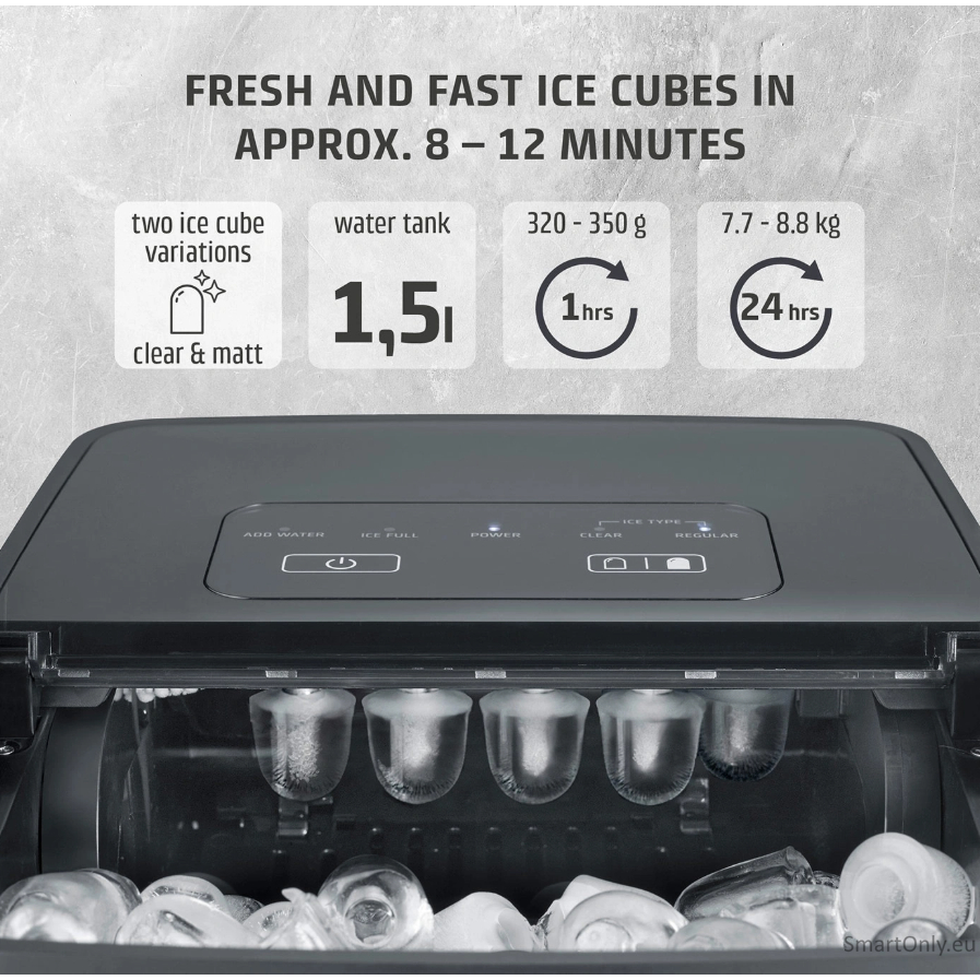 Caso Ice Cube Maker | Clear Ice Advanced | Power 130 W | Capacity 1.5 L | Matt Black 2 Caso Ice Cube Maker | Clear Ice Advanced | Power 130 W | Capacity 1.5 L | Matt Black 2