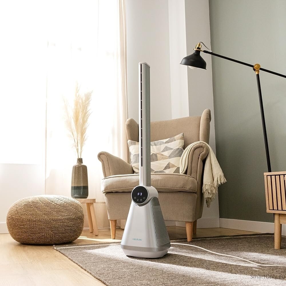Cecotec EnergySilence 9890 Skyline Bladeless | Tower Fan | Stand Fan | 50 W | Diameter 23 cm | Number of speeds 3 | Oscillation | Timer | Remote control | Grey/White 1