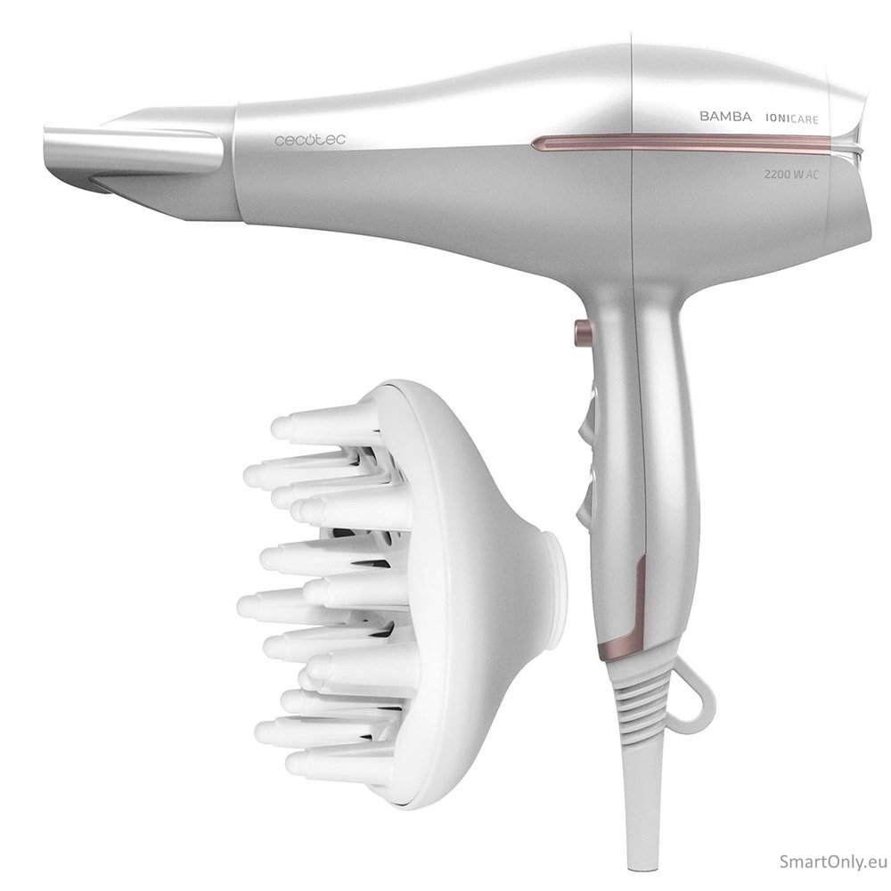 Cecotec Hair Dryer | IoniCare 5300 Maxi Aura | 2200 W | Number of temperature settings 3 | Ionic function | Diffuser nozzle | White Cecotec Hair Dryer | IoniCare 5300 Maxi Aura | 2200 W | Number of temperature settings 3 | Ionic function | Diffuser nozzle | White