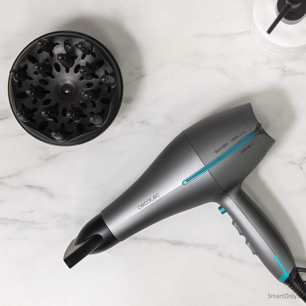 Cecotec Hair dryer | IoniCare 5300 Maxi Aura Black | 2200 W | Number of temperature settings 3 | Ionic function | Black/Grey | Diffuser nozzle 1 Cecotec Hair dryer | IoniCare 5300 Maxi Aura Black | 2200 W | Number of temperature settings 3 | Ionic function | Black/Grey | Diffuser nozzle 1