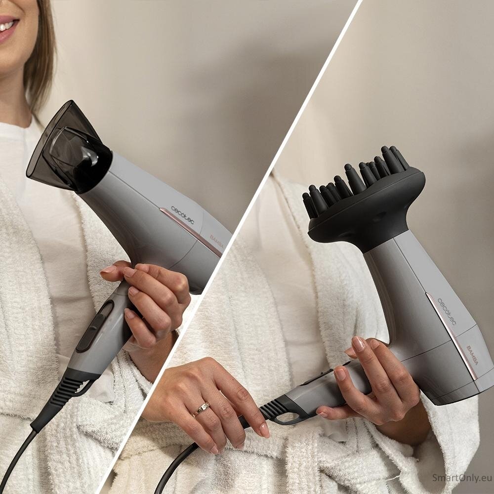Cecotec Hair dryer | IoniCare Power&Go Heaven | 2000 W | Number of temperature settings 2 | Ionic function | Diffuser nozzle | Grey 4