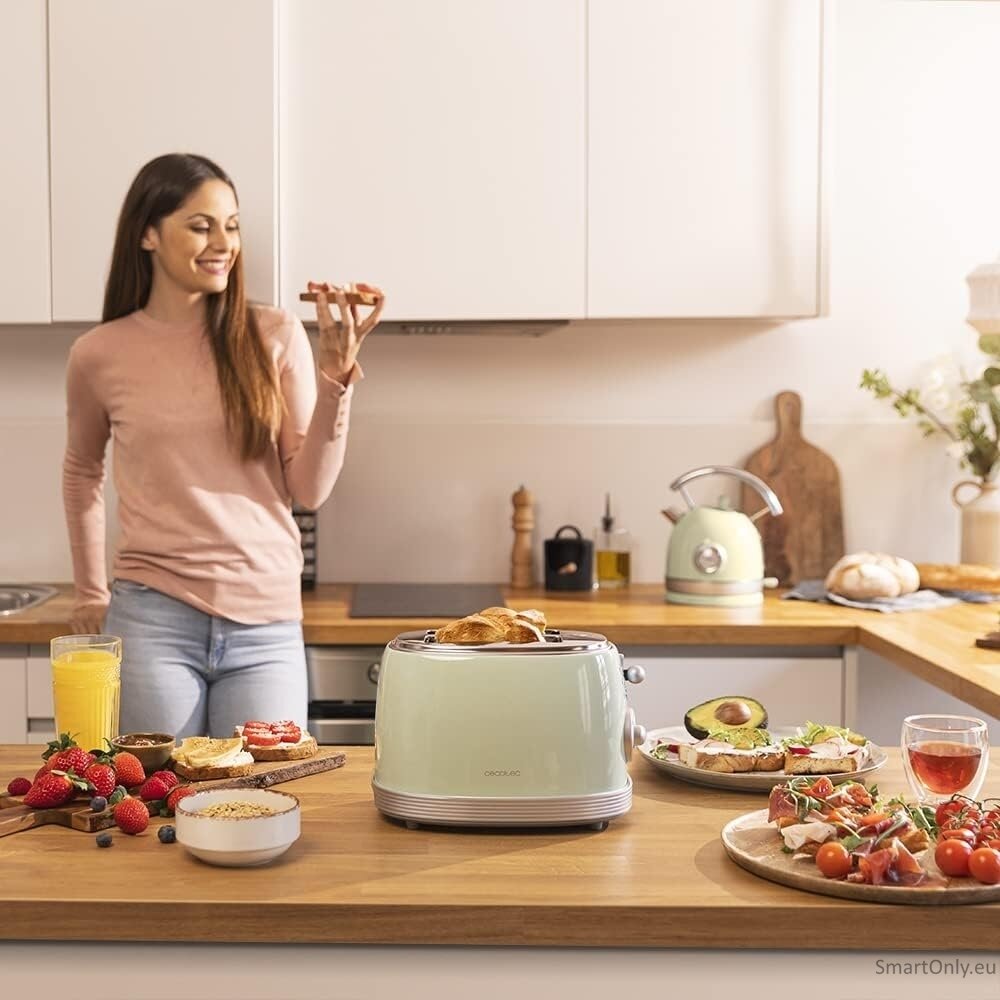 Cecotec Toaster | Toast&Taste 800 Vintage | Power 850 W | Number of slots 2 | Housing material Stainless steel | Light Green 3
