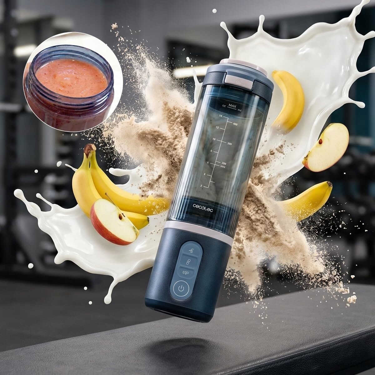 Cecotec Blender | Power Titanium Shake2Go | Portable | 180 W | Jar material BPA-free | Jar capacity 0.6 L | Lagoon 2 Cecotec Blender | Power Titanium Shake2Go | Portable | 180 W | Jar material BPA-free | Jar capacity 0.6 L | Lagoon 2