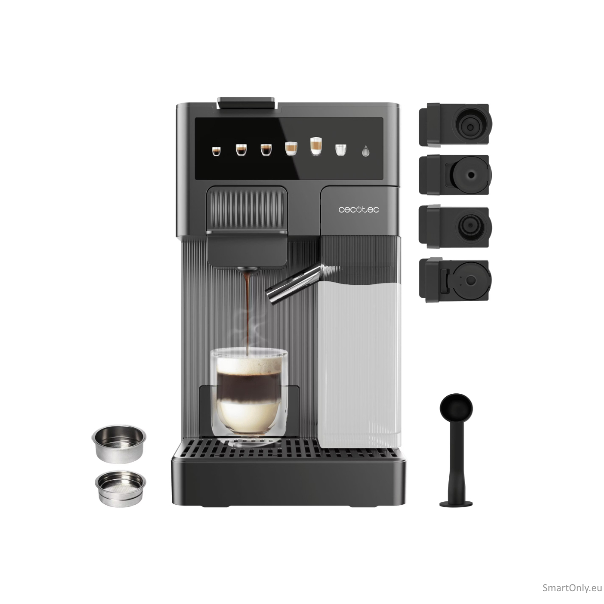 Cecotec Coffee machine | FreeStyle Latte T | Pump pressure 20 bar | Built-in milk frother | Automatic | Grey | 1350 W 1 Cecotec Coffee machine | FreeStyle Latte T | Pump pressure 20 bar | Built-in milk frother | Automatic | Grey | 1350 W 1
