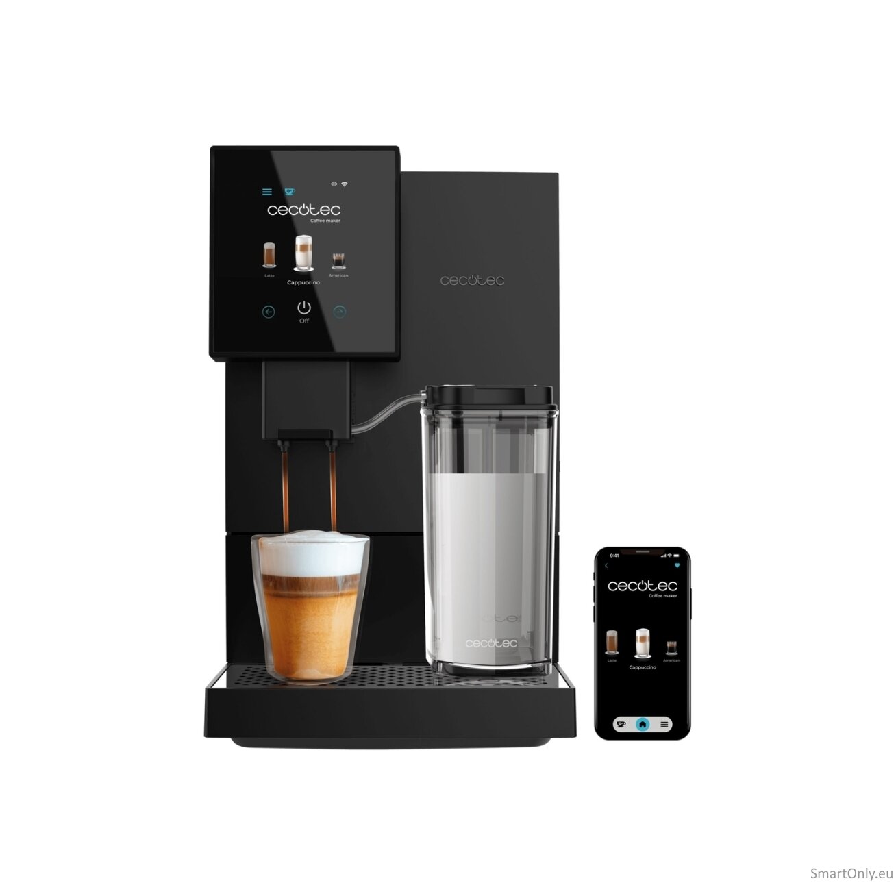 Cecotec Coffee Maker | Cremmaet Compactccino Connected | Pump pressure 19 bar | Built-in milk frother | Super-automatic | Black 7 Cecotec Coffee Maker | Cremmaet Compactccino Connected | Pump pressure 19 bar | Built-in milk frother | Super-automatic | Black 7