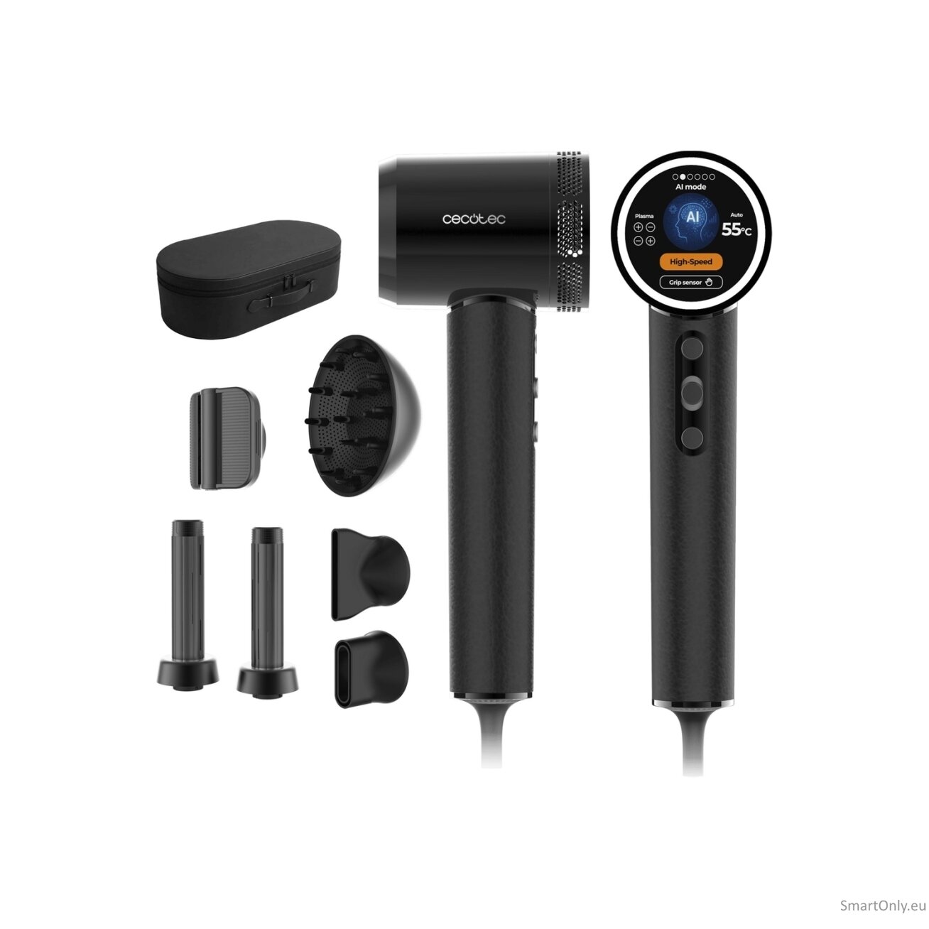 Cecotec Hair Dryer | DryGlam Waves i-Sensor Pro | 1600 W | Number of temperature settings 4 | Ionic function | Black | Diffuser nozzle Cecotec Hair Dryer | DryGlam Waves i-Sensor Pro | 1600 W | Number of temperature settings 4 | Ionic function | Black | Diffuser nozzle