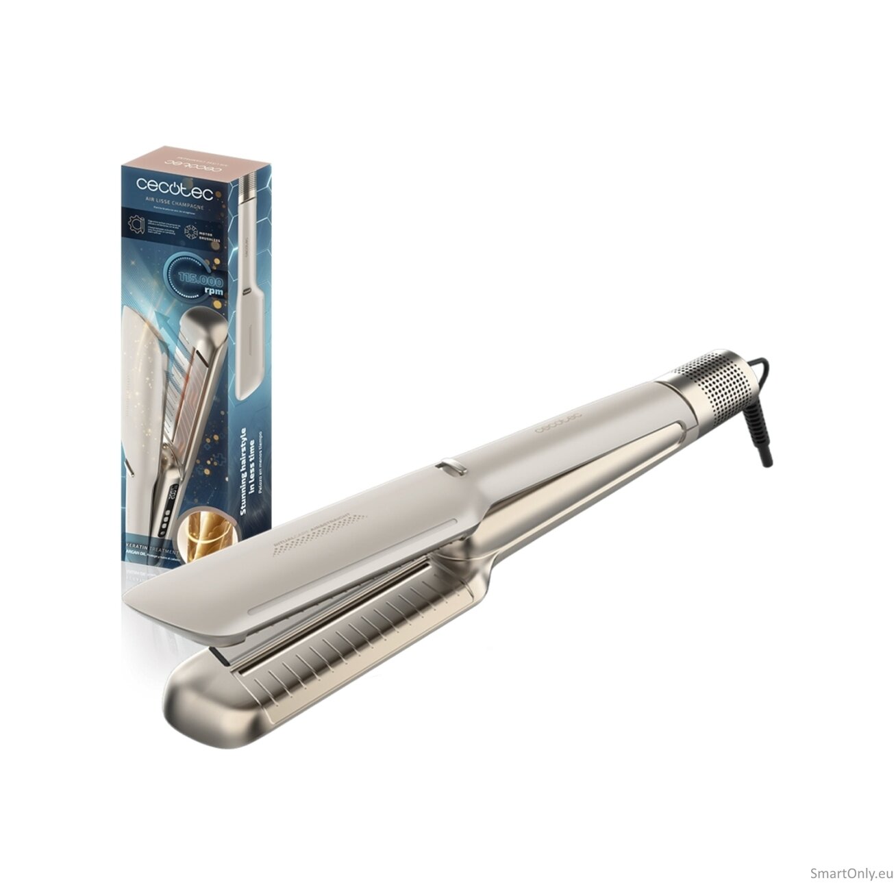 Cecotec Hair Straightener | Air Lisse Champagne | Ceramic heating system | Ionic function | Temperature (max) 230 °C | Temperature (min) 100 °C | Number of heating levels 3 | 1600 W | Champagne Cecotec Hair Straightener | Air Lisse Champagne | Ceramic heating system | Ionic function | Temperature (max) 230 °C | Temperature (min) 100 °C | Number of heating levels 3 | 1600 W | Champagne