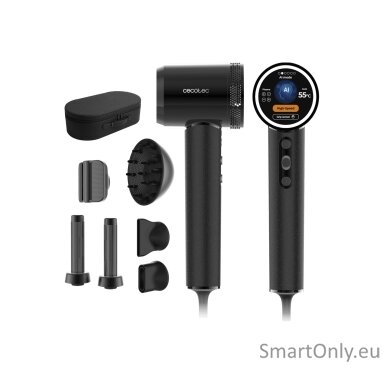 Cecotec Hair Dryer | DryGlam Waves i-Sensor Pro | 1600 W | Number of temperature settings 4 | Ionic function | Black | Diffuser nozzle Cecotec Hair Dryer | DryGlam Waves i-Sensor Pro | 1600 W | Number of temperature settings 4 | Ionic function | Black | Diffuser nozzle