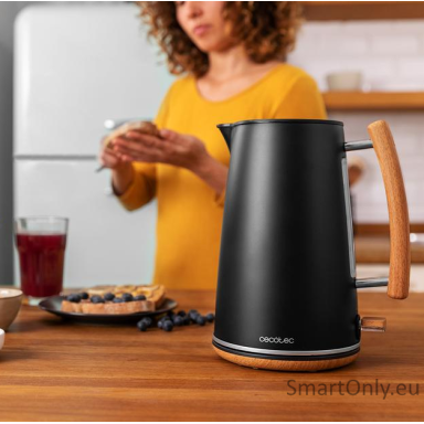 Cecotec Kettle | ThermoSense 400 | Electric | 3000 W | 1.7 L | Stainless steel/BPA | 360° rotational base | Black Woody