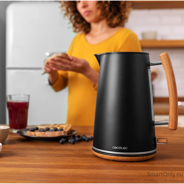 Cecotec Kettle | ThermoSense 400 | Electric | 3000 W | 1.7 L | Stainless steel/BPA | 360° rotational base | Black Woody 1