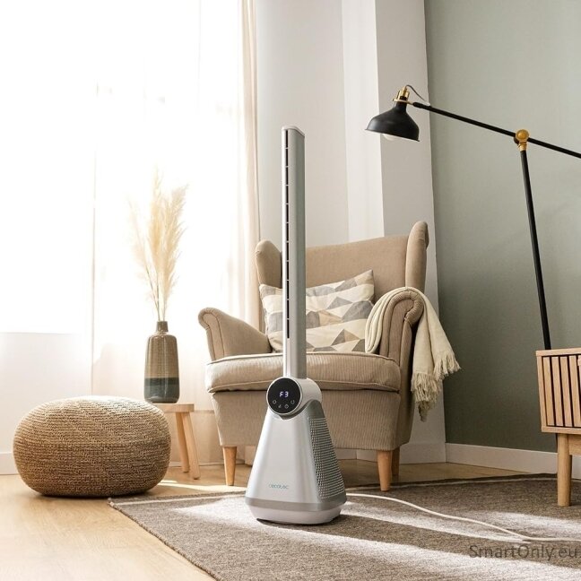 Cecotec EnergySilence 9890 Skyline Bladeless | Tower Fan | Stand Fan | 50 W | Diameter 23 cm | Number of speeds 3 | Oscillation | Timer | Remote control | Grey/White 1