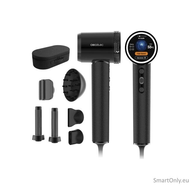 Cecotec Hair Dryer | DryGlam Waves i-Sensor Pro | 1600 W | Number of temperature settings 4 | Ionic function | Black | Diffuser nozzle Cecotec Hair Dryer | DryGlam Waves i-Sensor Pro | 1600 W | Number of temperature settings 4 | Ionic function | Black | Diffuser nozzle