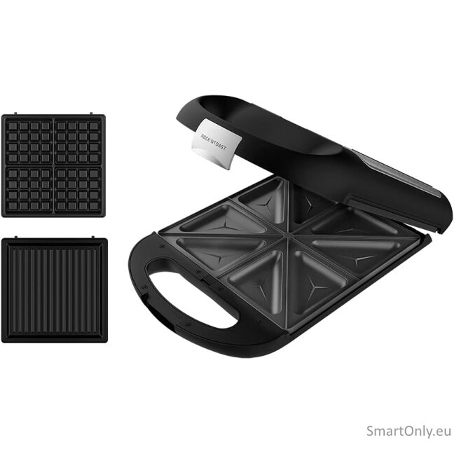 Cecotec Sandwich Maker | Rock'nToast Family 3in1 | 1500 W | Number of plates 3 | Black
