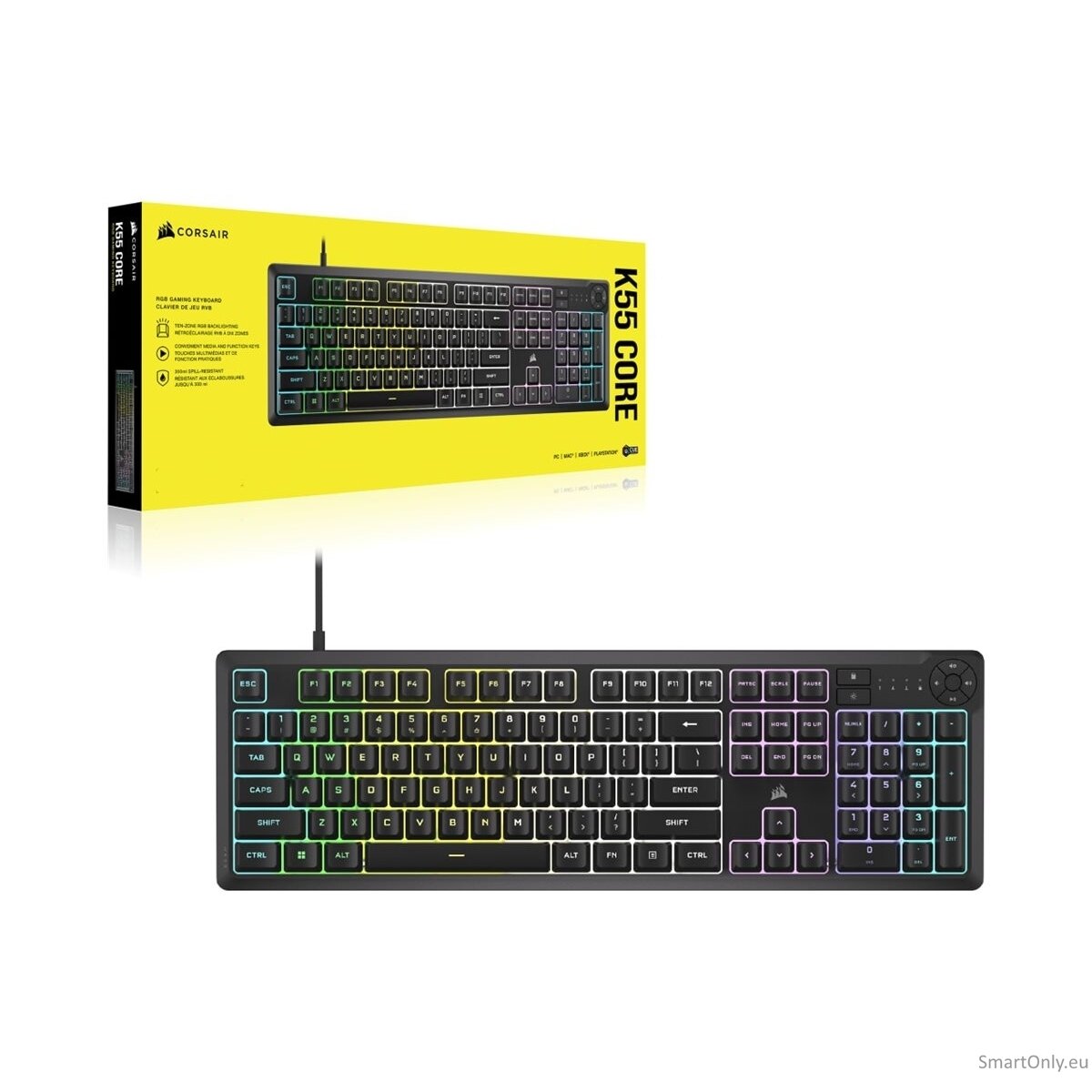 Corsair K55 CORE RGB | Gaming keyboard | Wired | NA | Black 1 Corsair K55 CORE RGB | Gaming keyboard | Wired | NA | Black 1