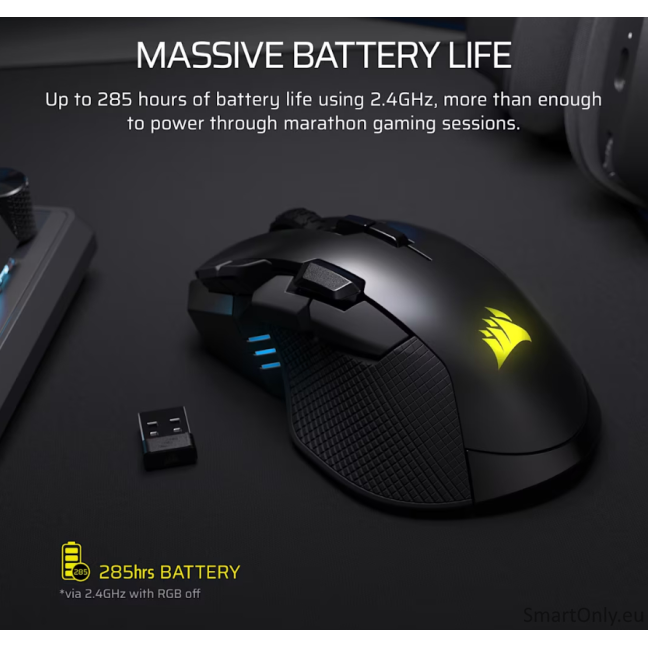 Corsair IRONCLAW SE | Gaming Mouse | Wireless/Wired | 2.4GHz, Bluetooth, USB-C | Black 6 Corsair IRONCLAW SE | Gaming Mouse | Wireless/Wired | 2.4GHz, Bluetooth, USB-C | Black 6