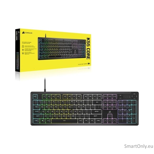 Corsair K55 CORE RGB | Gaming keyboard | Wired | NA | Black 1 Corsair K55 CORE RGB | Gaming keyboard | Wired | NA | Black 1