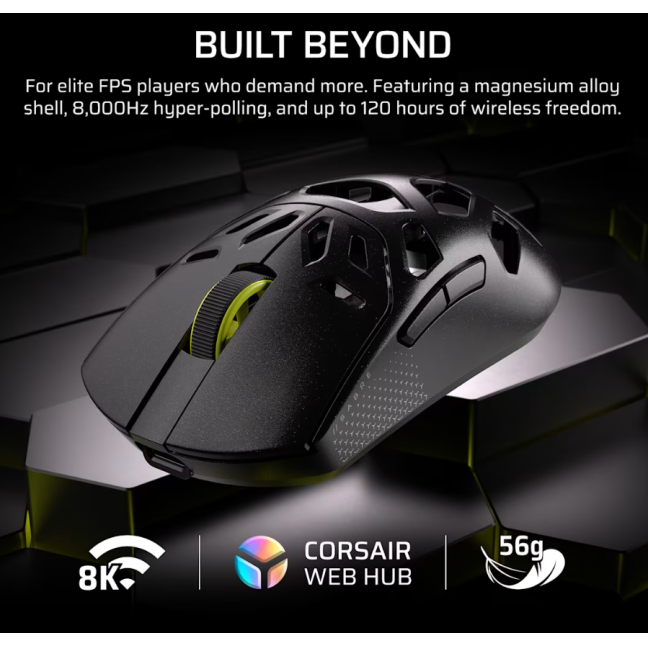Corsair SABRE V2 PRO | Gaming Mouse | Wireless/Wired | 2.4GHz, Bluetooth, USB-C | Black 4 Corsair SABRE V2 PRO | Gaming Mouse | Wireless/Wired | 2.4GHz, Bluetooth, USB-C | Black 4