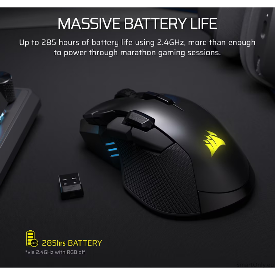 Corsair IRONCLAW SE | Gaming Mouse | Wireless/Wired | 2.4GHz, Bluetooth, USB-C | Black 6 Corsair IRONCLAW SE | Gaming Mouse | Wireless/Wired | 2.4GHz, Bluetooth, USB-C | Black 6