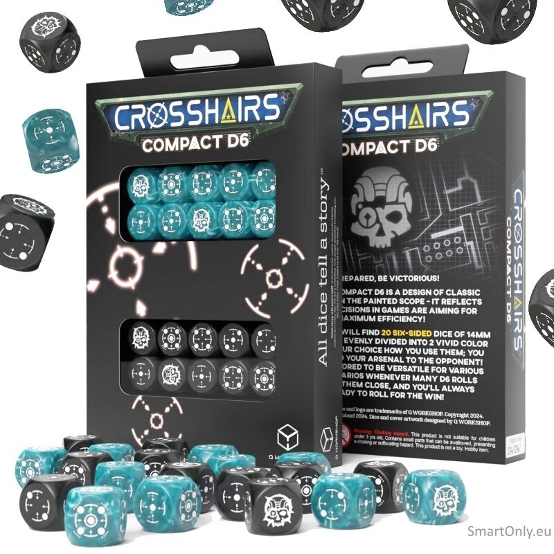 Crosshairs Compact D6 RPG kauliukų rinkinys (audros mėlyna ir juoda sp.) 4
