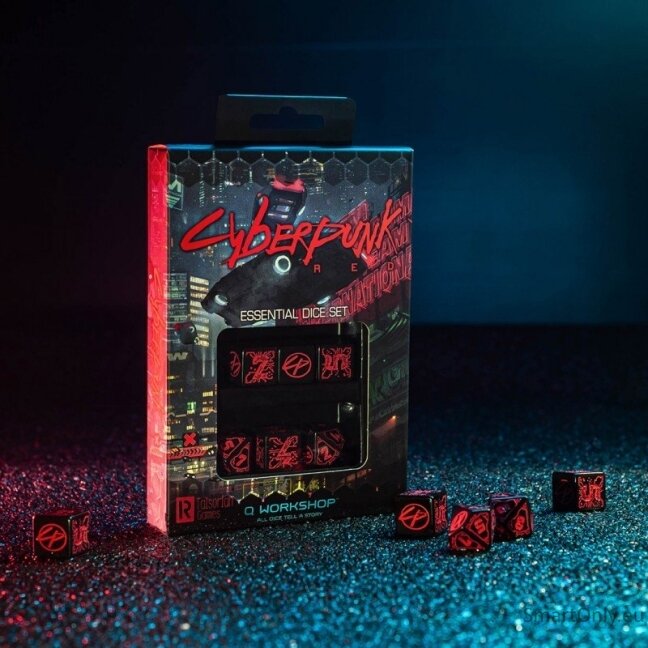 Cyberpunk RED Essential kauliukų rinkinys juodos ir raudonos spalvos 4 Cyberpunk RED Essential kauliukų rinkinys juodos ir raudonos spalvos 4