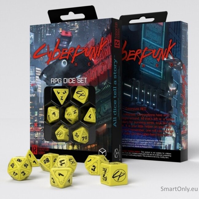 Cyberpunk RED RPG danger zone kauliukų rinkinys geltonos ir juodos sp Cyberpunk RED RPG danger zone kauliukų rinkinys geltonos ir juodos sp