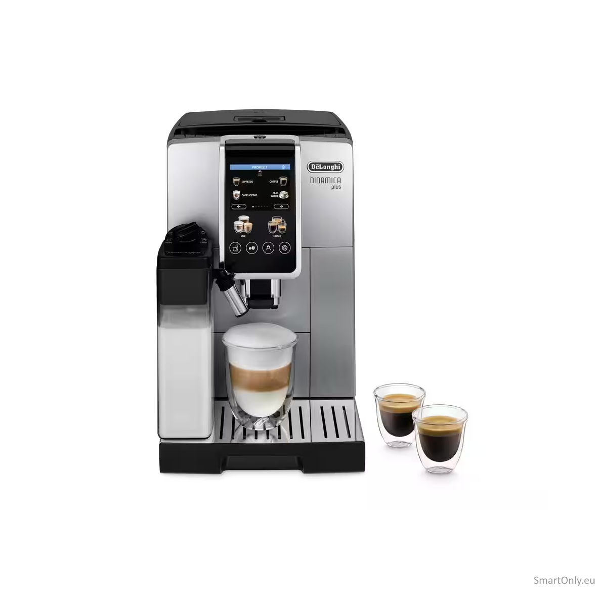 Delonghi | Coffee Maker | Dinamica Plus ECAM380.85.SB | Pump pressure 15 bar | Built-in milk frother | Automatic | 1450 W | Stainless Steel/Black Delonghi | Coffee Maker | Dinamica Plus ECAM380.85.SB | Pump pressure 15 bar | Built-in milk frother | Automatic | 1450 W | Stainless Steel/Black