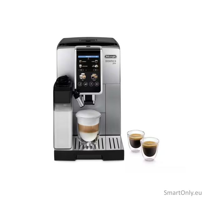 Delonghi | Coffee Maker | Dinamica Plus ECAM380.85.SB | Pump pressure 15 bar | Built-in milk frother | Automatic | 1450 W | Stainless Steel/Black