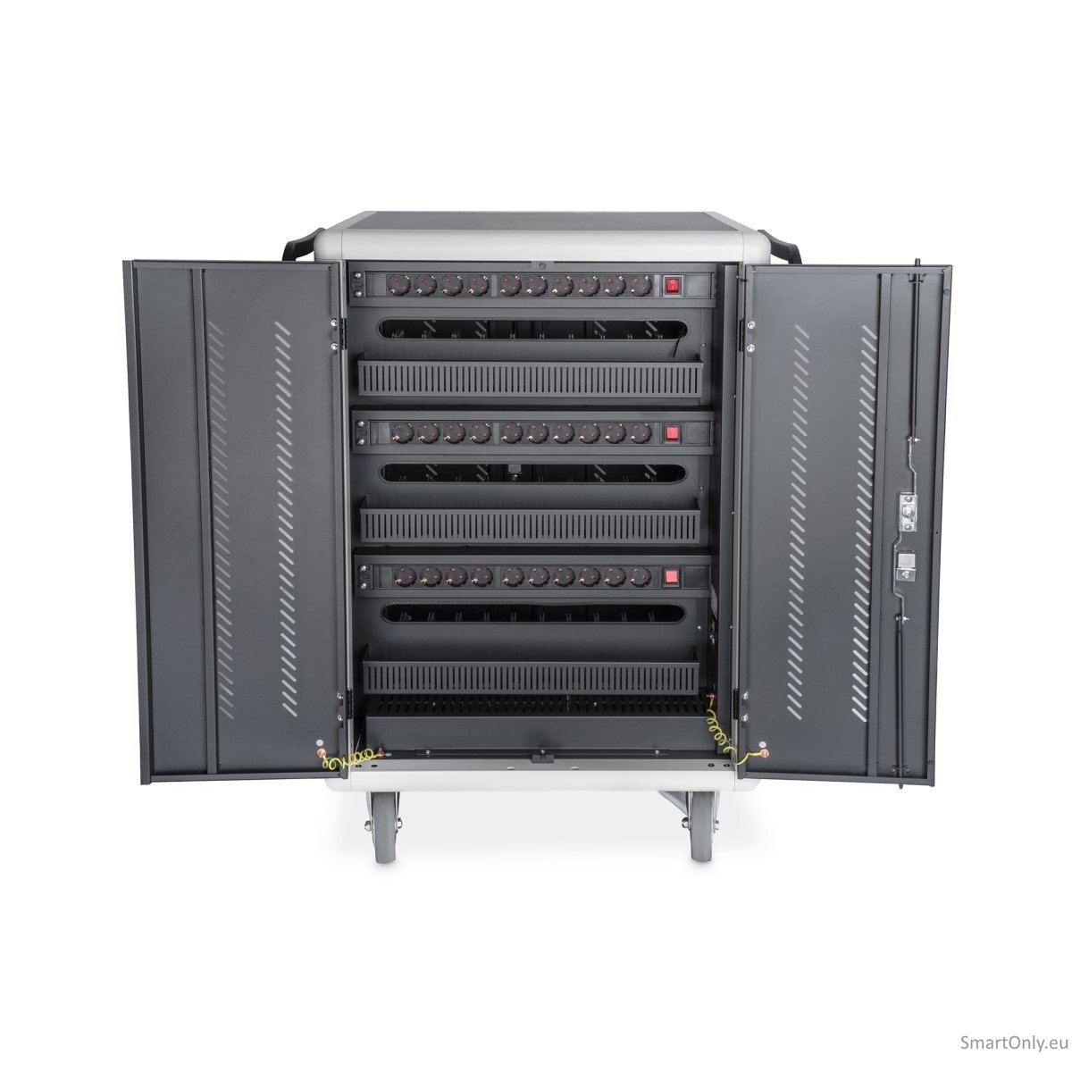 Digitus | Black | Charging Trolley 30 Notebooks / Tablets up to 15.6" | Pressure lock system with swiveling lever handle on the front and back door, lockable; Safety plug socket with switch on the side 2 Digitus | Black | Charging Trolley 30 Notebooks / Tablets up to 15.6" | Pressure lock system with swiveling lever handle on the front and back door, lockable; Safety plug socket with switch on the side 2